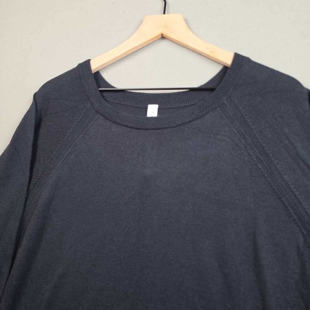 Lululemon Athletica 100% Merino Wool Crewneck Sweater Women 12 Black Raglan Knit - Picture 3 of 8